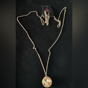Paparazzi Gold Necklace with Crystal Pendant